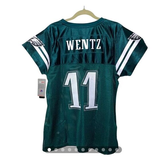NWT Majestic NFL Philadelphia Eagles Jersey Womens Green Size 1X 11 Carson Wentz - Picture 1 of 6